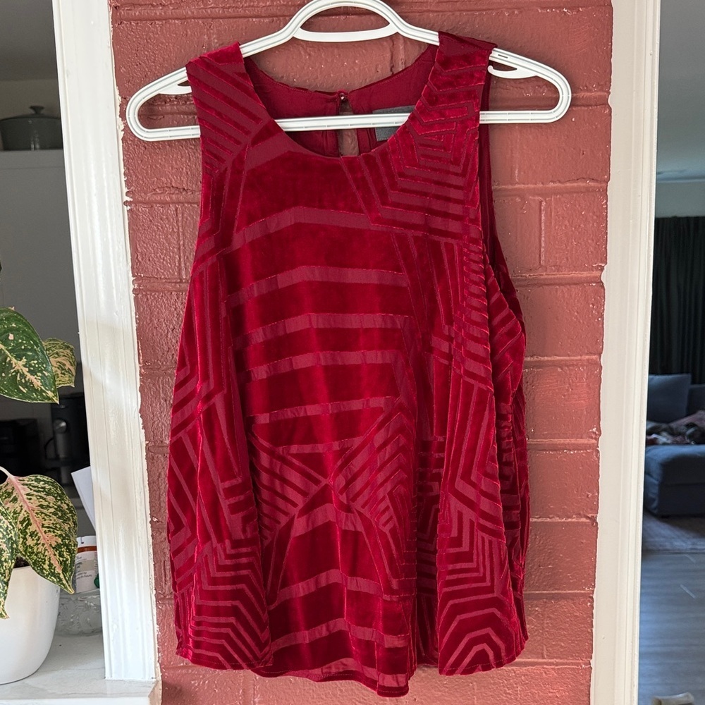Sunday in Brooklyn Red Velvet Geometric Swing Tank